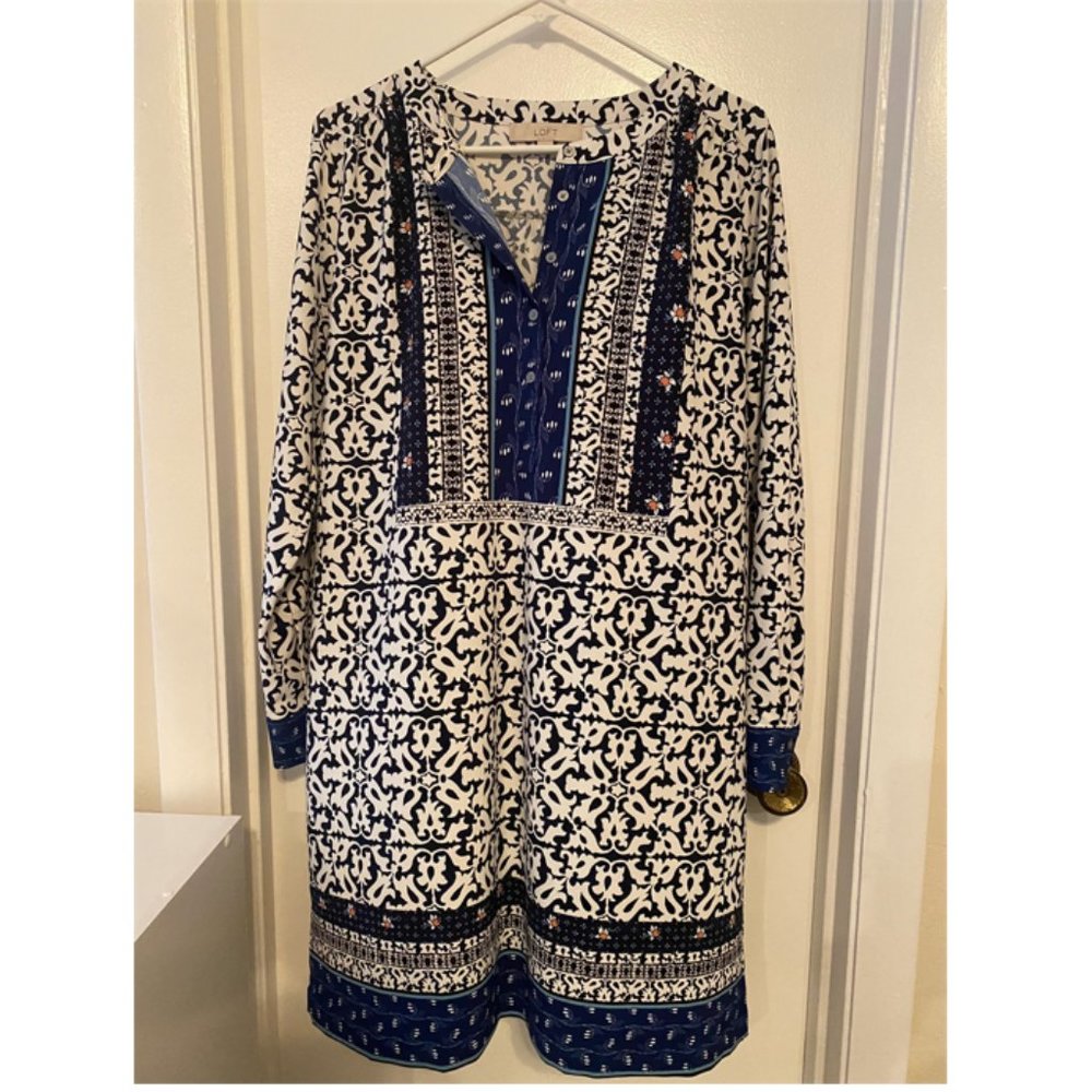 GUC Navy and White Loft Dress Sz M